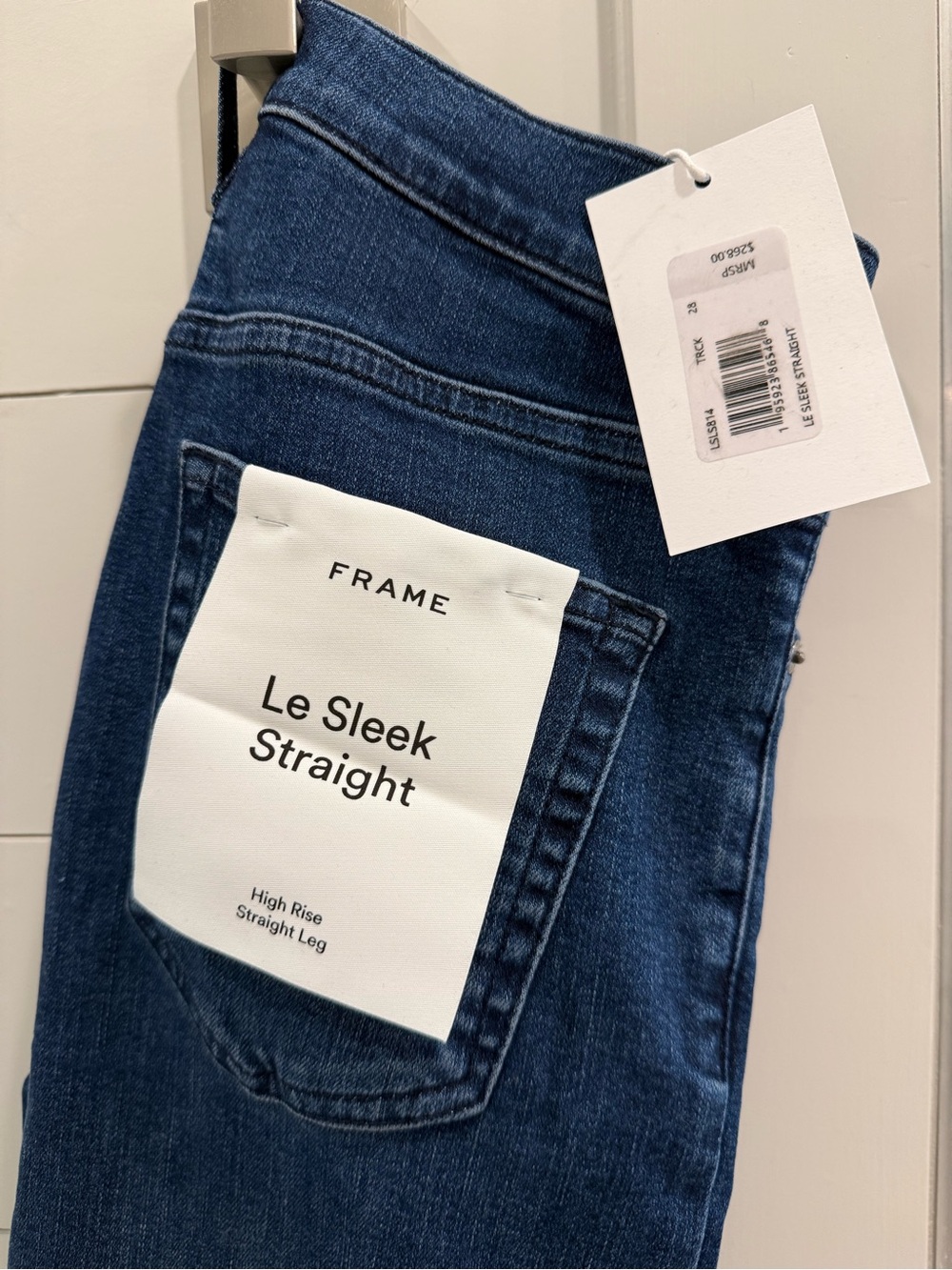 NWT Size 28 Frame Denim Le Sleek Straight High-Rise Jeans - Dark Blue